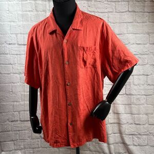 Tommy Bahama Shirt Red Christmas Floral Hawaiian Men's Shirt 3XL Jacquard Print